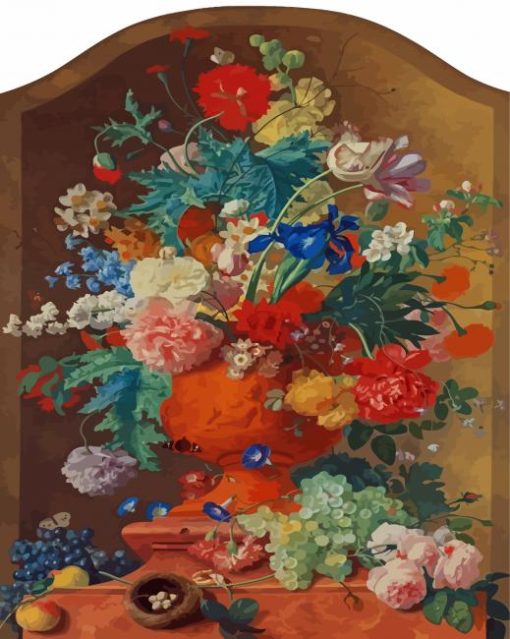 Flowers In A Terracotta Vase By Jan Van Huysum Paint By Numbers