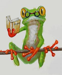 Frog In Glasses Reading Paint By Numbers