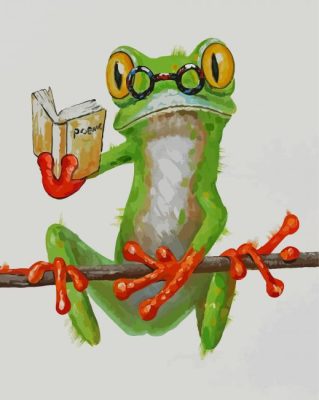 Frog In Glasses Reading Paint By Numbers