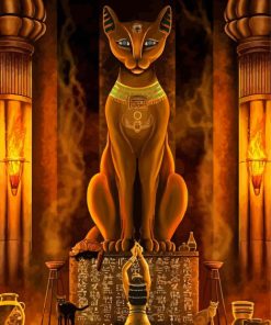 Gold Egyptian Cat Paint By Numbers