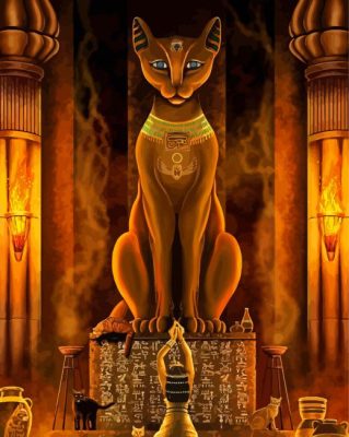 Gold Egyptian Cat Paint By Numbers