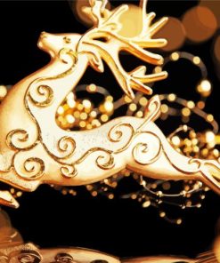 Gold Deer Christmas Paint By Numbers