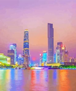 Guangzhou City Reflection Paint By Numbers