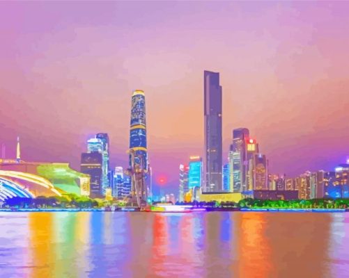Guangzhou City Reflection Paint By Numbers