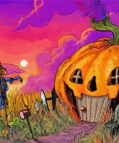 Halloween Scary Pumpkin House Art Paint By Numbers