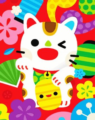 Illustration Maneki Neko Cat Paint By Numbers