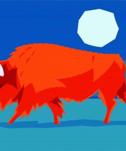 Illustration Red Buffalo Paint By Numbers