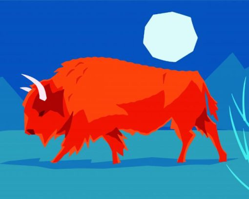 Illustration Red Buffalo Paint By Numbers