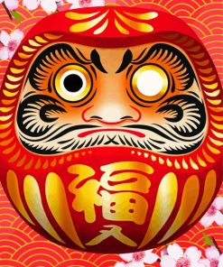 Illustration Sakura Daruma Paint By Numbers