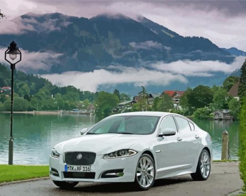 Jaguar Xf With A Beautiful Nature View Paint By Numbers