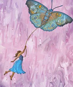 Lady Flying With Butterfly Paint By Numbers