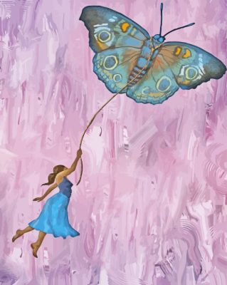 Lady Flying With Butterfly Paint By Numbers