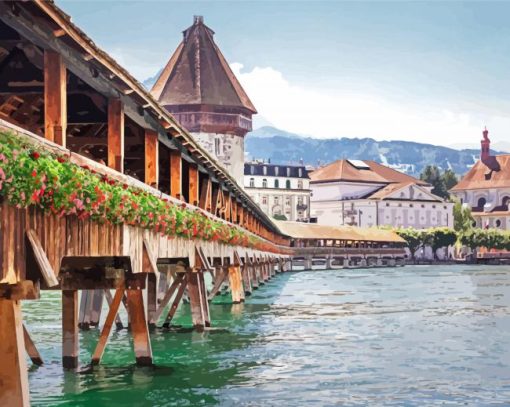 Lake Lucerne Bridge Paint By Numbers