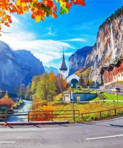 Lauterbrunnen Village Landscape Paint By Number