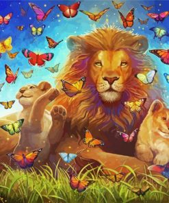 Lions With Butterflies Paint By Numbers