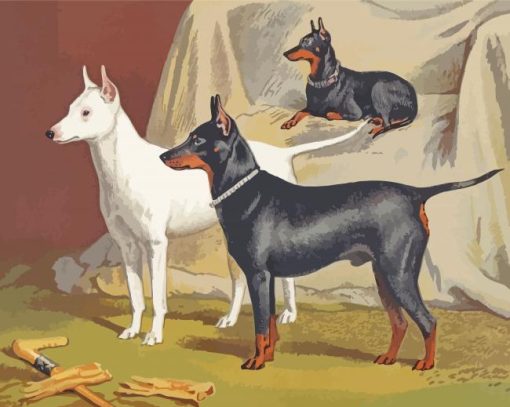 Manchester Terriers With White Terrier Paint By Numbers