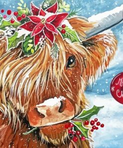 Merry Christmas Cow Paint By Numbers