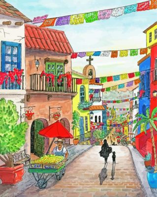 Mexican Market Village Paint By Numbers