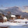 Mountains Farm Winter Scene Paint By Numbers