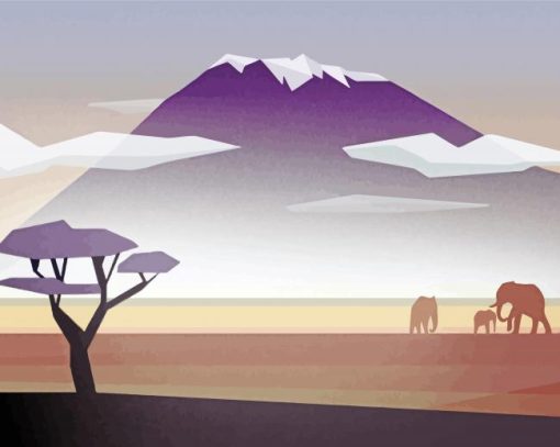 Mountains Of Africa Illustration Paint By Numbers