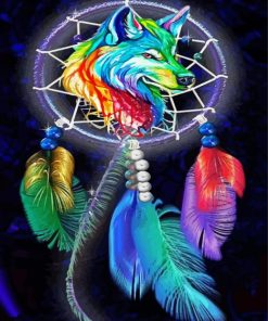 Native American Wolf Dream Catcher Paint By Numbers