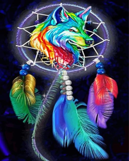 Native American Wolf Dream Catcher Paint By Numbers