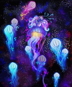 Neon Galaxy Jellyfishes Paint By Numbers