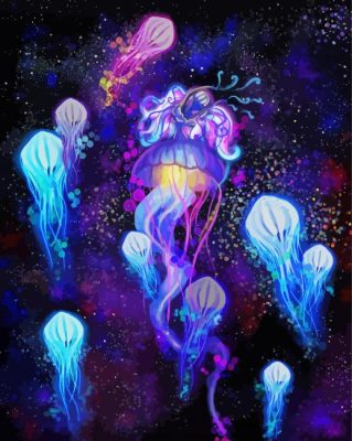 Neon Galaxy Jellyfishes Paint By Numbers