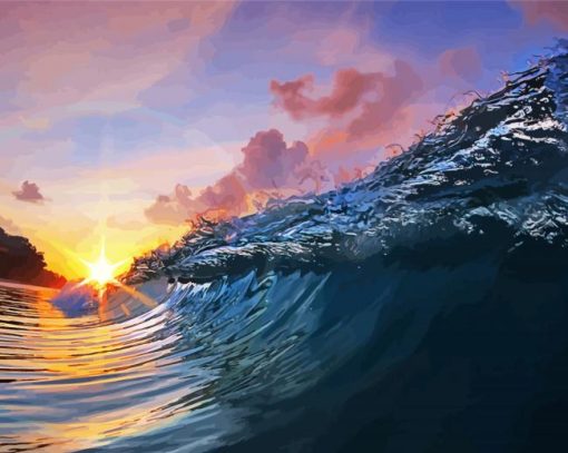 Ocean Paradise Wave Sunset Paint By Numbers