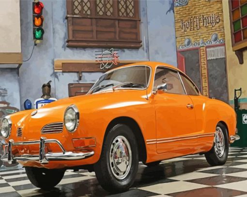 Orange Karmann Ghia Paint By Numbers