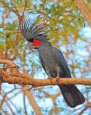 Palm Cockatoo On A Tree Branch Paint By Numbers