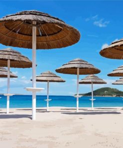 Parasols On The Beach Seascape Paint By Numbers