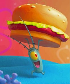 Plankton Holding Hamburger Paint By Number