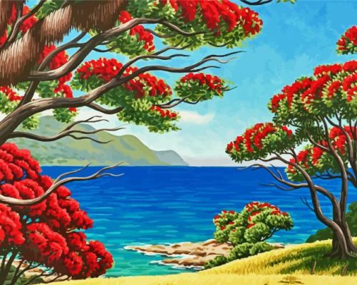 Pohutukawa Flower Trees Paint By Numbers