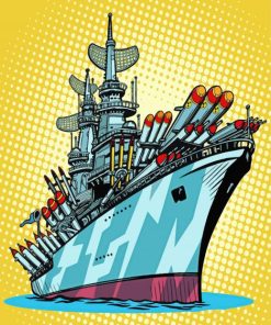 Pop Art Battleship With Cannons Paint By Numbers