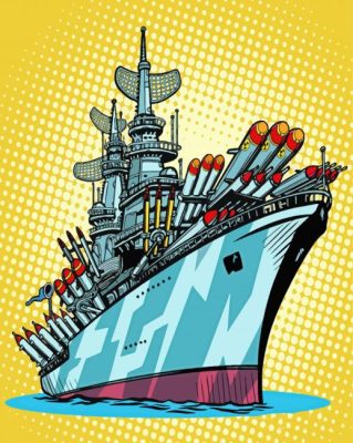 Pop Art Battleship With Cannons Paint By Numbers