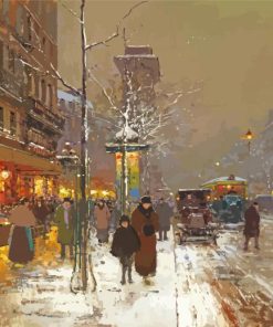 Porte St Martin Under Snow Paris By Edouard Cortes Paint By Numbers