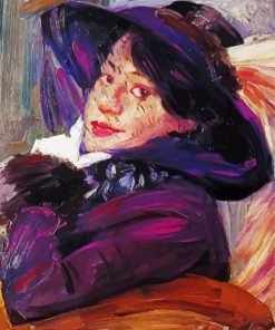 Portrait Of A Woman In A Purple Hat Lovis Corinth Paint By Numbers