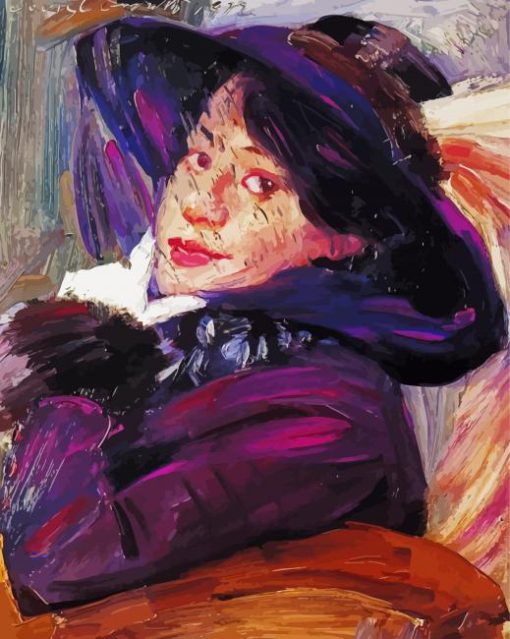 Portrait Of A Woman In A Purple Hat Lovis Corinth Paint By Numbers