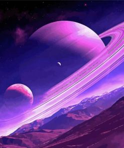 Purple Scene Planets Paint By Number