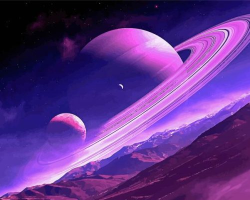 Purple Scene Planets Paint By Number