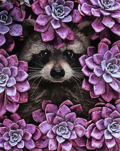 Raccoon In Succulent Paint By Numbers