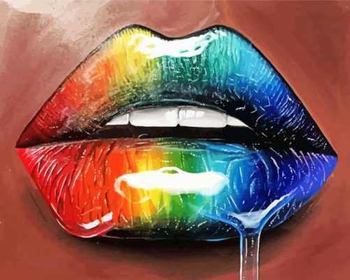 Rainbow Lips Paint By Numbers