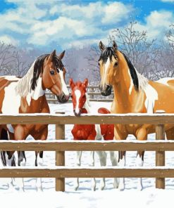 Ranch And Horses In Winter Paint By Numbers