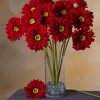 Red Gerbera Daisy Flowers In Glass Paint By Number