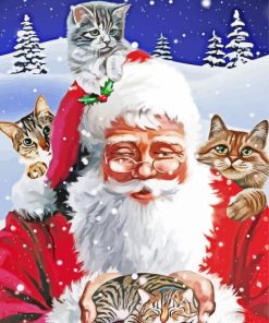 Santa Claus With Cats Paint By Numbers