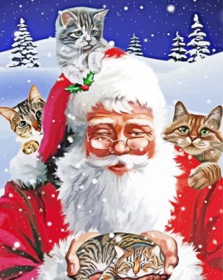 Santa Claus With Cats Paint By Numbers