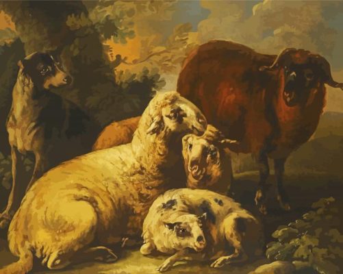 Sheep And Dog Art Paint By Numbers