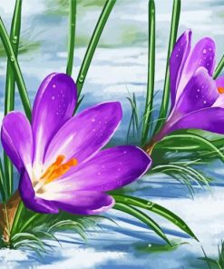 Spring Flower In Snow Art Paint By Number