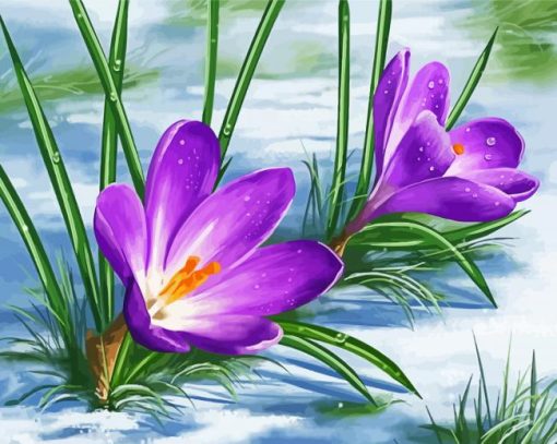 Spring Flower In Snow Art Paint By Number